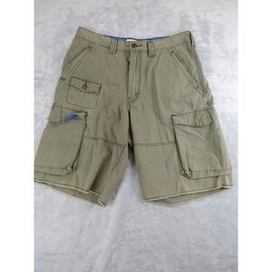 Levis Workwear Cargo Shorts Mens 34 Olive Green 100% Cotton Raw Hem